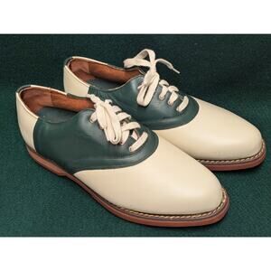 Polo Ralph Lauren Golf Shoes Mens 9.5 D Green Tartan Saddle Plaid White Cleats